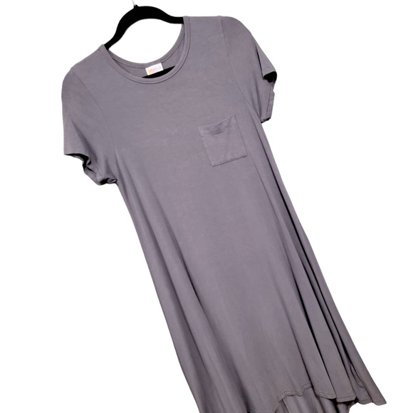 LuLaRoe Dresses & Skirts - LuLaRoe Solid Carly Dress XS Grey Heathered High Low A-Line Swing